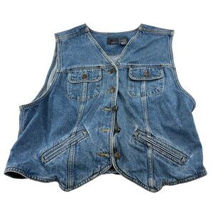 Lizwear Denim Vest XL 100% Cotton Blue Women's 90s Vintage
